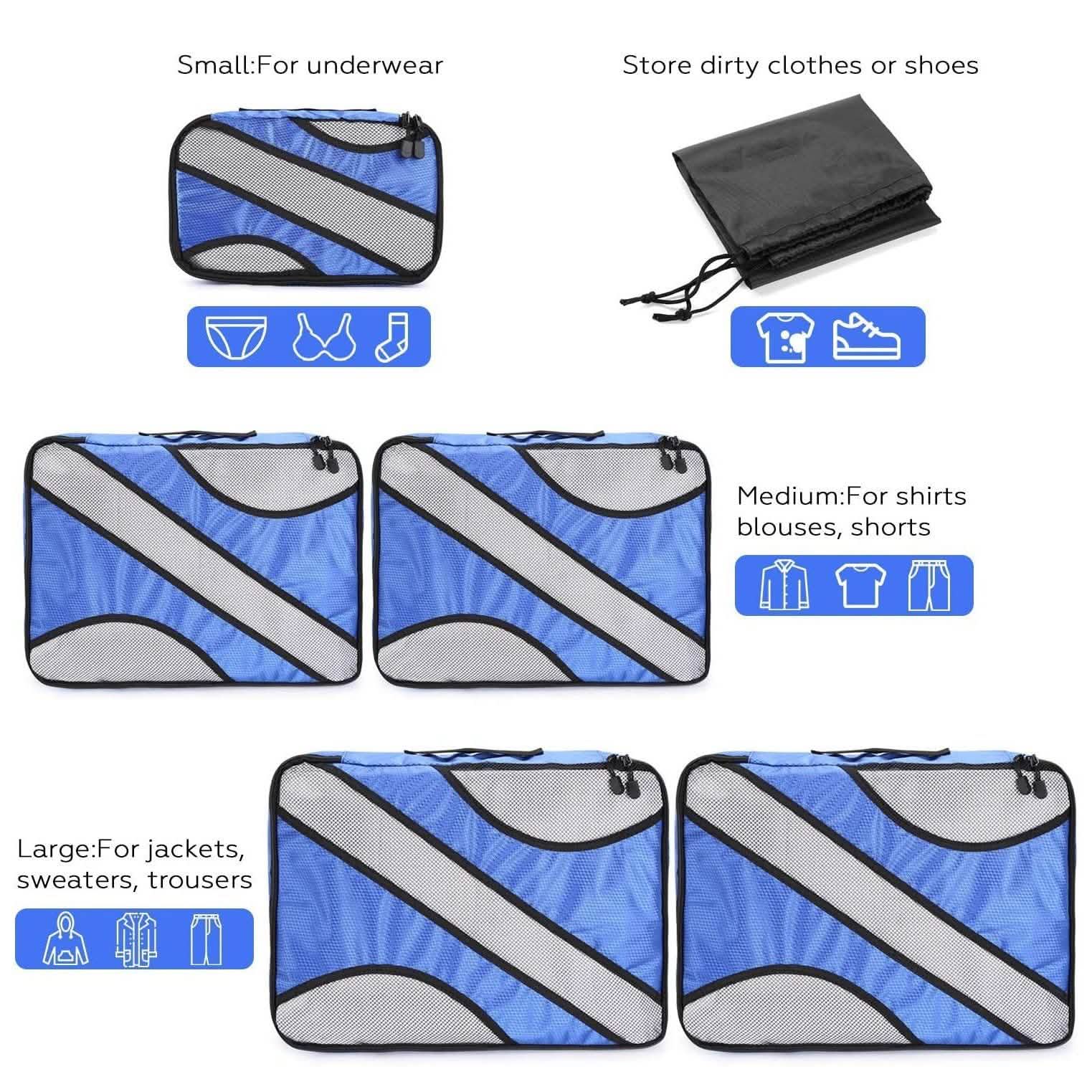 Lot de 6 : Housses de rangement à compression Fitnate