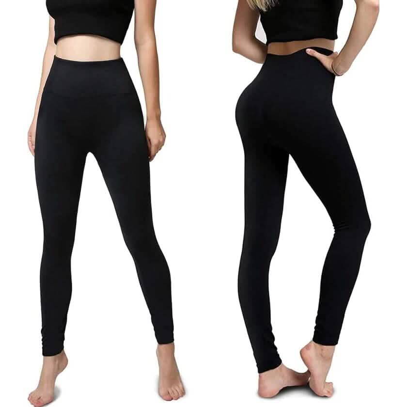 Lot de 6 : Leggings femme taille haute doux et extensible doublé polaire pour l'hiver