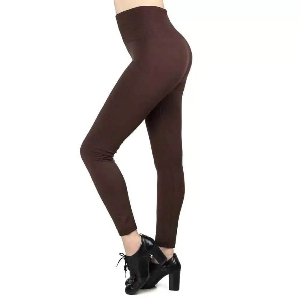 Lot de 6 : Leggings femme taille haute doux et extensible doublé polaire pour l'hiver