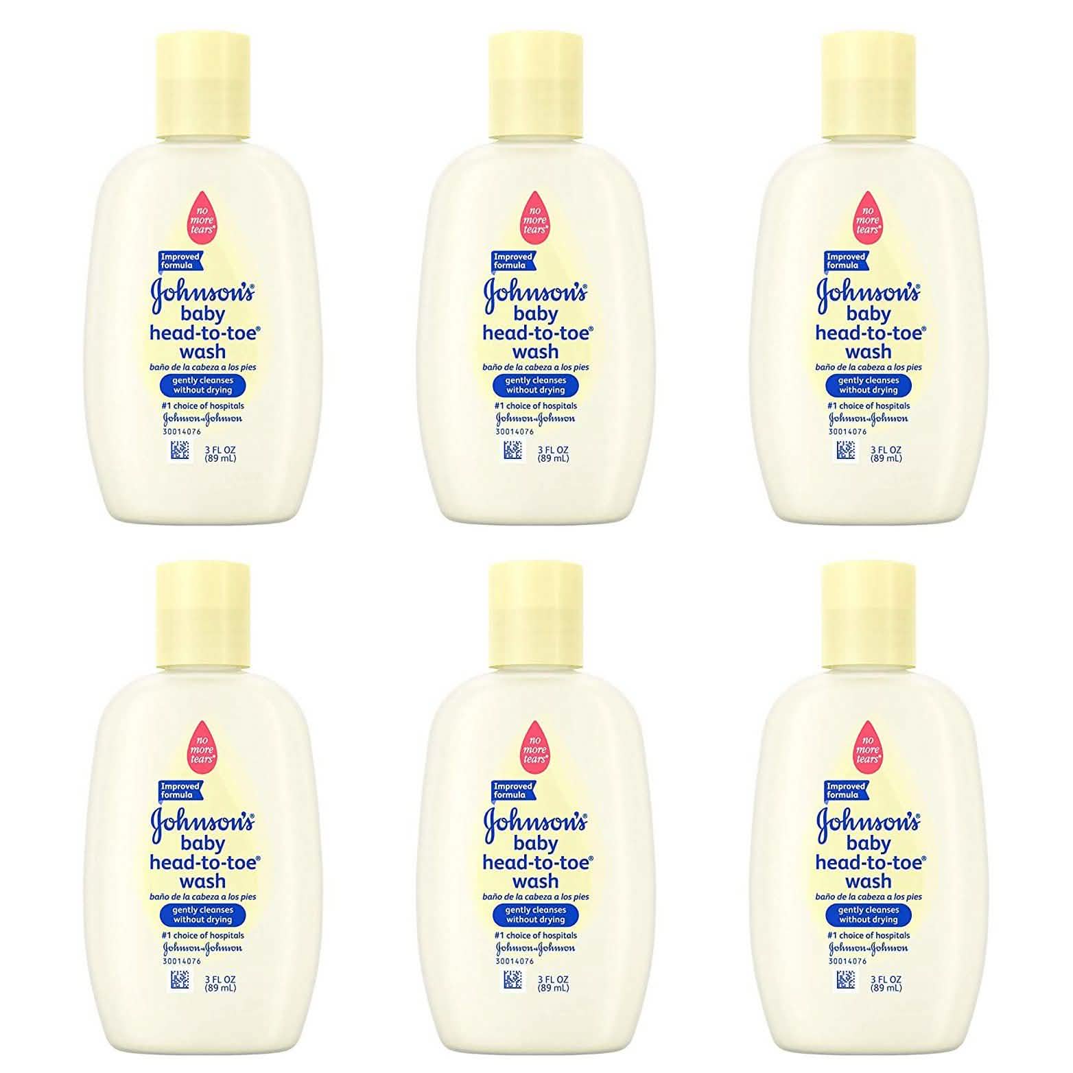 6-Pack: Johnson's Head-To-Toe Baby Wash Travel Size 3 Fl. Oz.