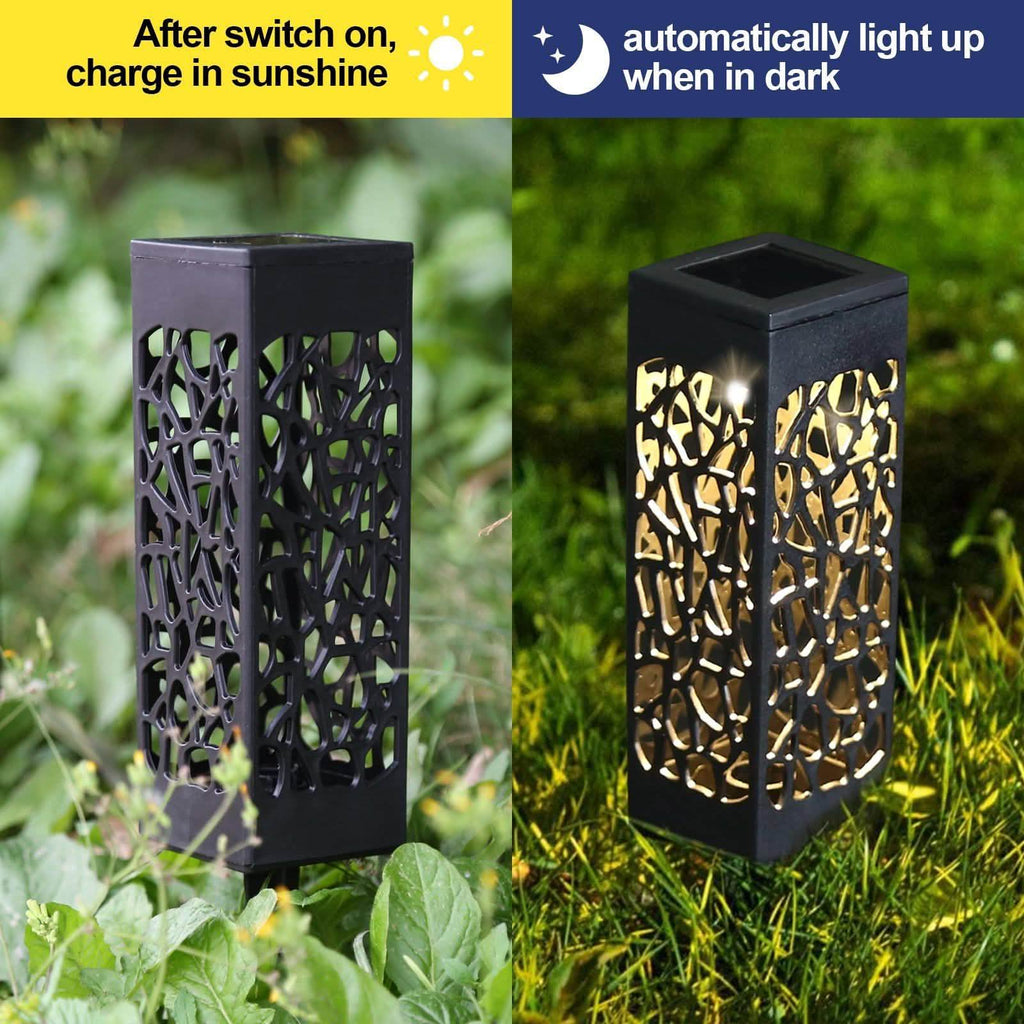6-Pack: Outdoor Solar Light Powered Garden Pathway Lights Waterproof Hollow with Ground Spike