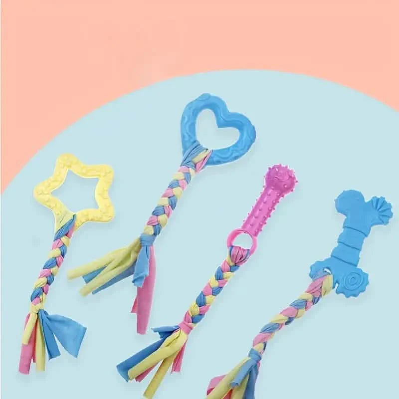 6個セット：子犬用歯固めおもちゃ インタラクティブロープ付き