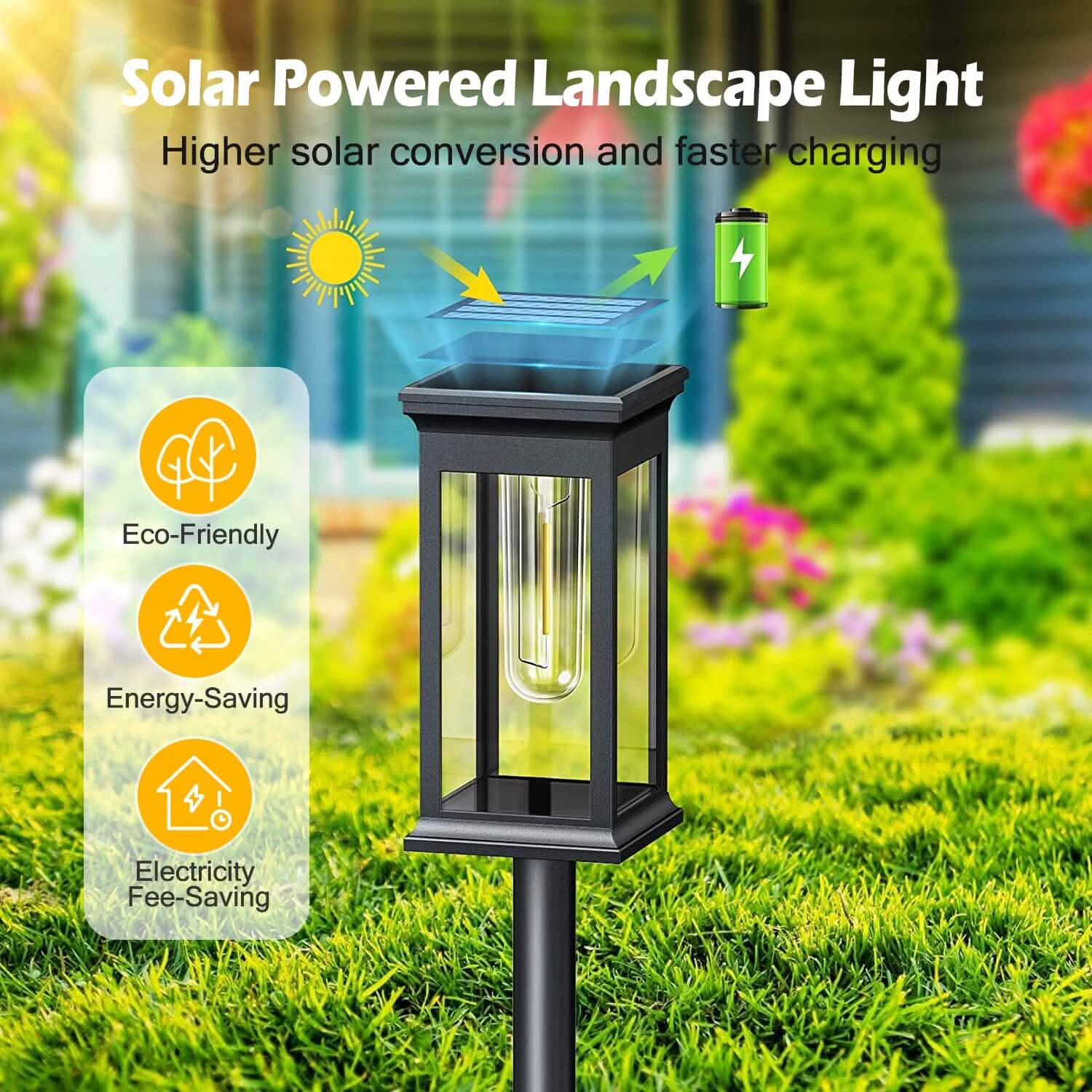 Lot de 6 : piquet solaire étanche IP65 avec allumage/extinction automatique