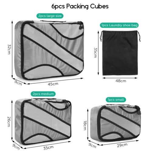 Lot de 6 : Ensemble de sacs de rangement pour valise de voyage