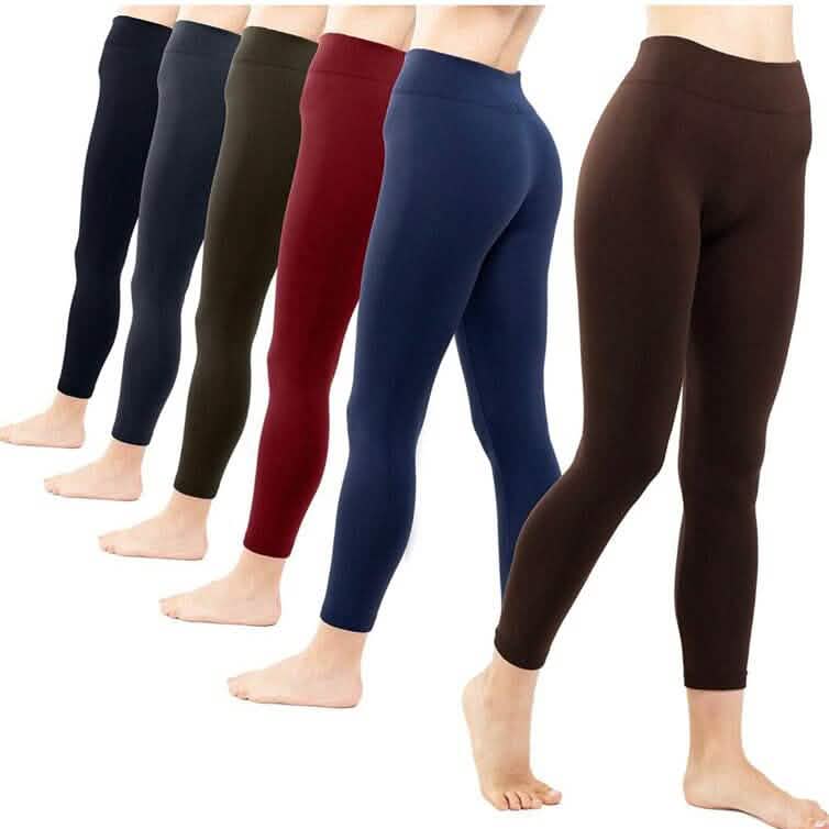 Lot de 6 : Leggings femme taille haute doublés polaire