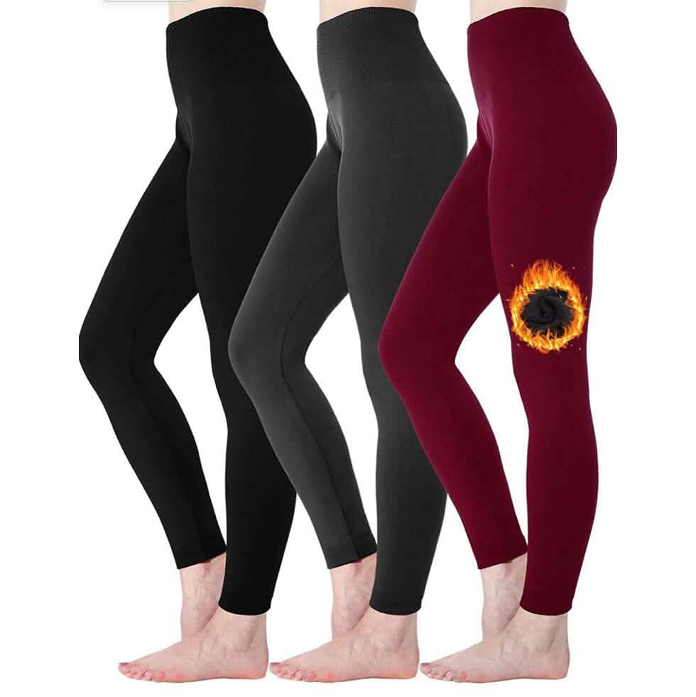 Lot de 6 : Leggings femme taille haute doublés polaire