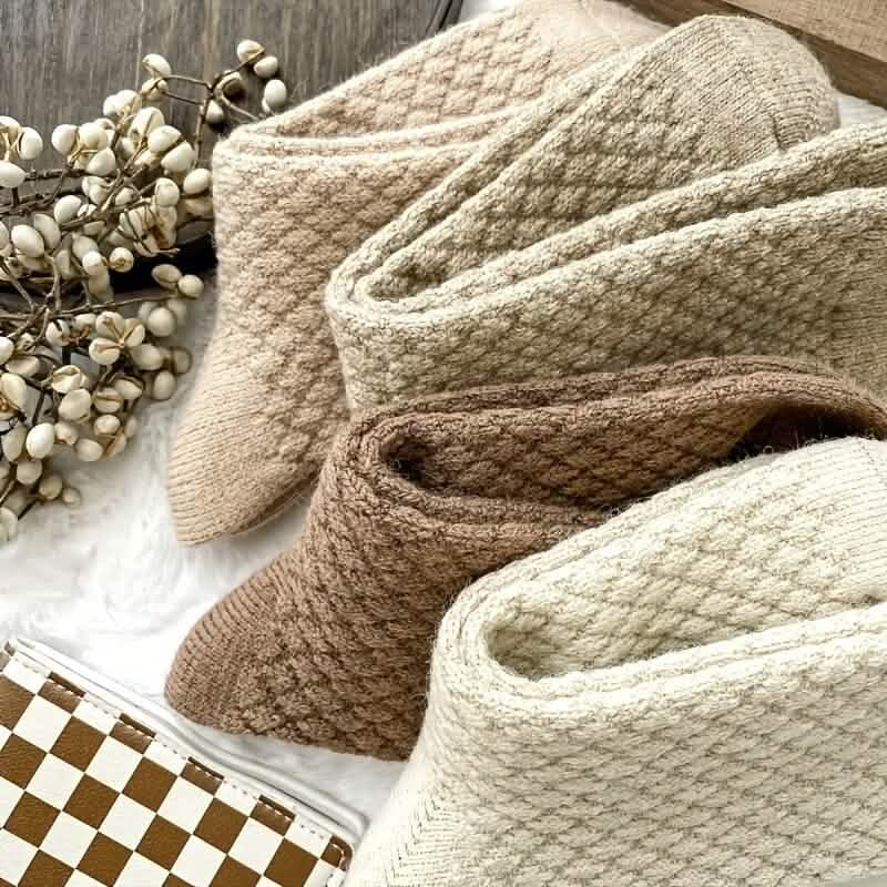 Lot de 6 paires de chaussettes chaudes et épaisses unies pour l'automne et l'hiver