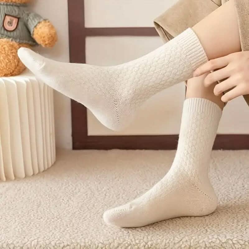 Lot de 6 paires de chaussettes chaudes et épaisses unies pour l'automne et l'hiver