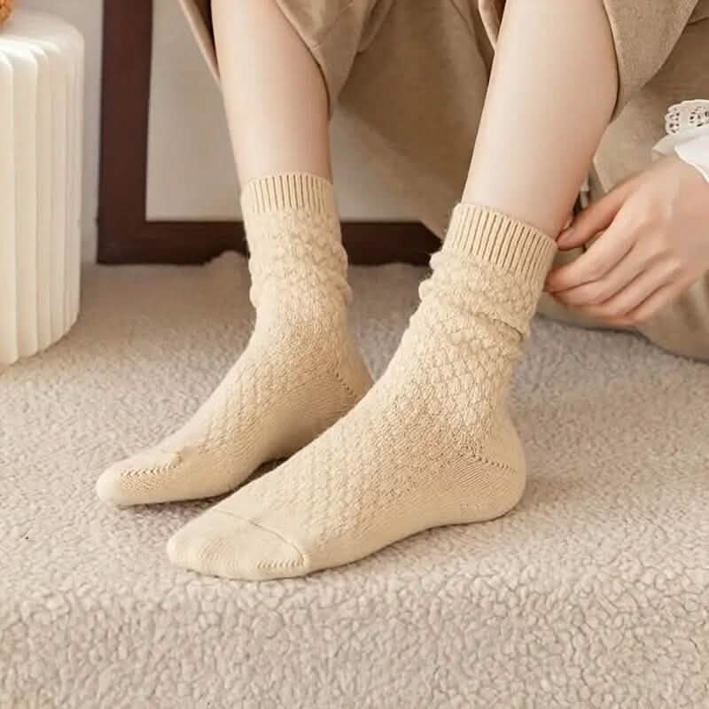 Lot de 6 paires de chaussettes chaudes et épaisses unies pour l'automne et l'hiver