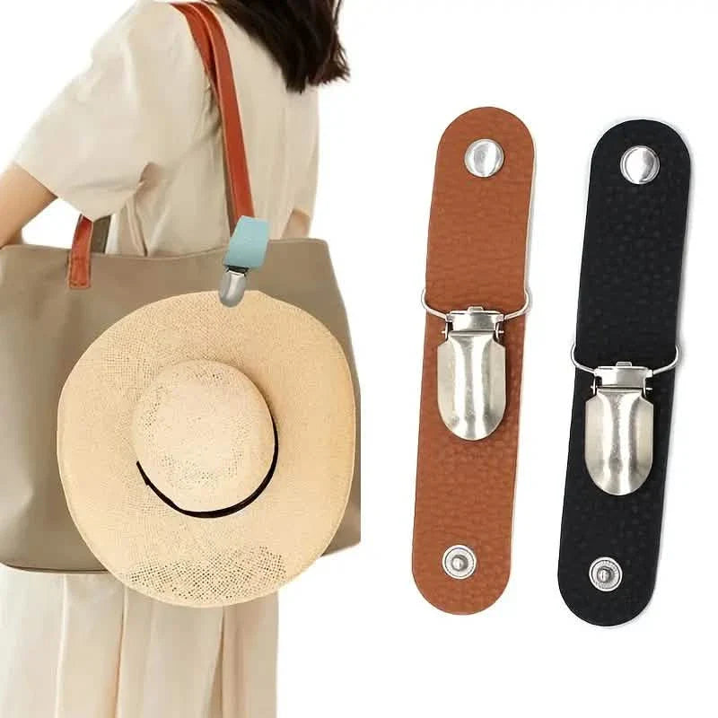 Lot de 6 : Attache-chapeau en cuir PU pour voyage estival sur sac ou bagage