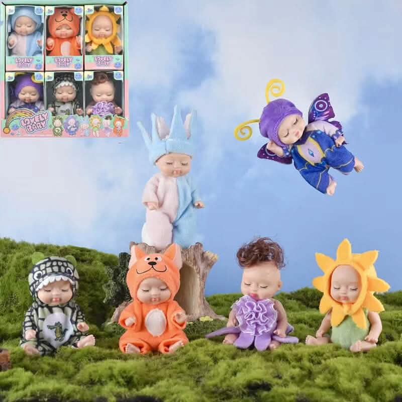 6-Piece Set: Sleeping Doll Princess Girl Toy Gift Box Cute Variety Costume Shape Doll