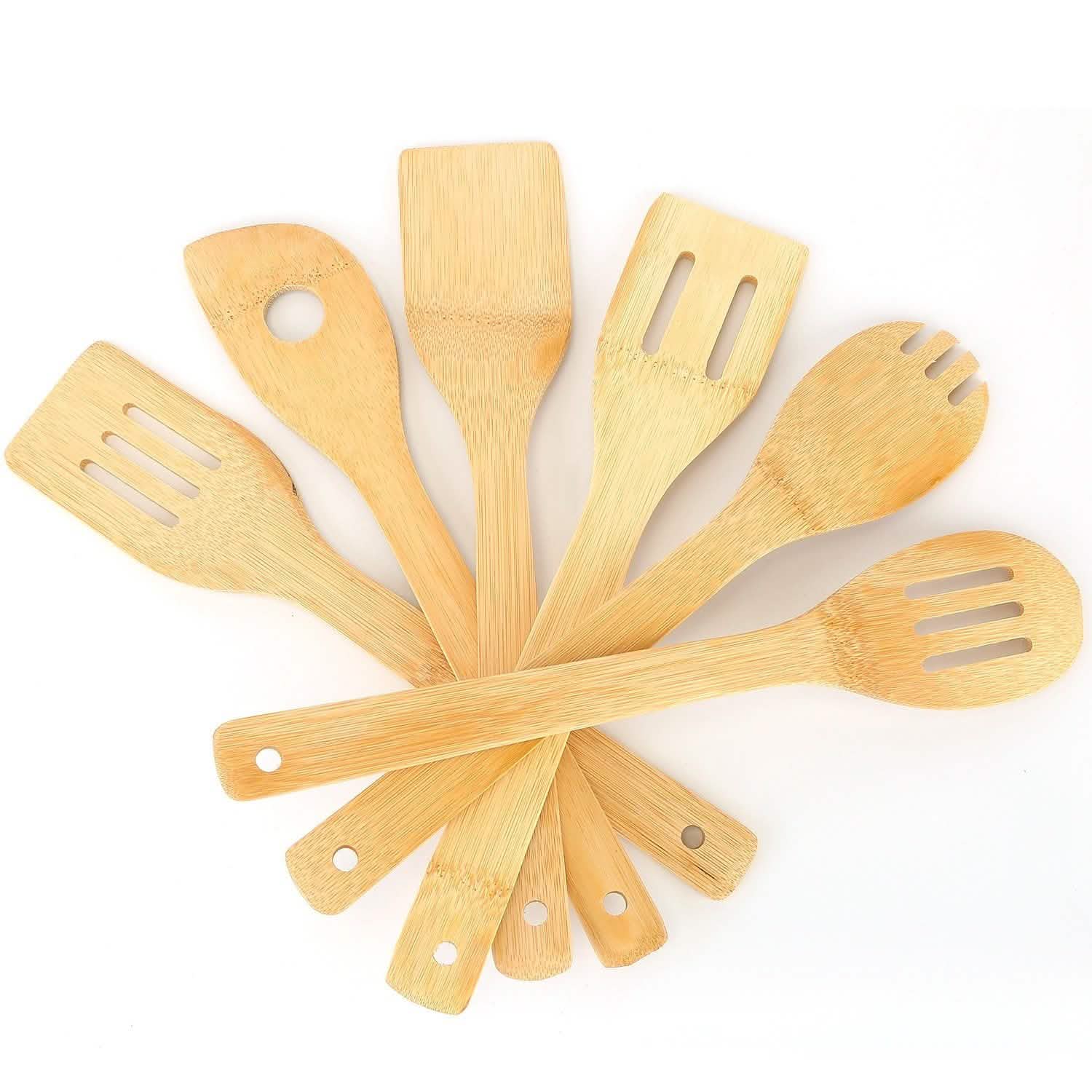 6-Pieces: Cooking Utensil Bamboo Wooden Spoons