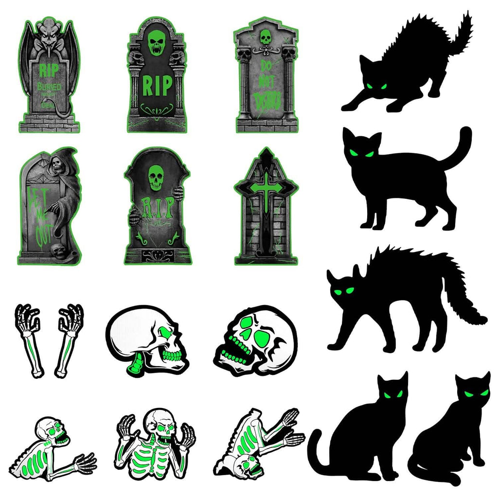 Lot de 6 : Décorations d'Halloween lumineuses pour jardin avec 12 piquets