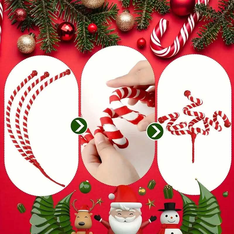 6-Pieces: Red White Candy Christmas Tree Decorations