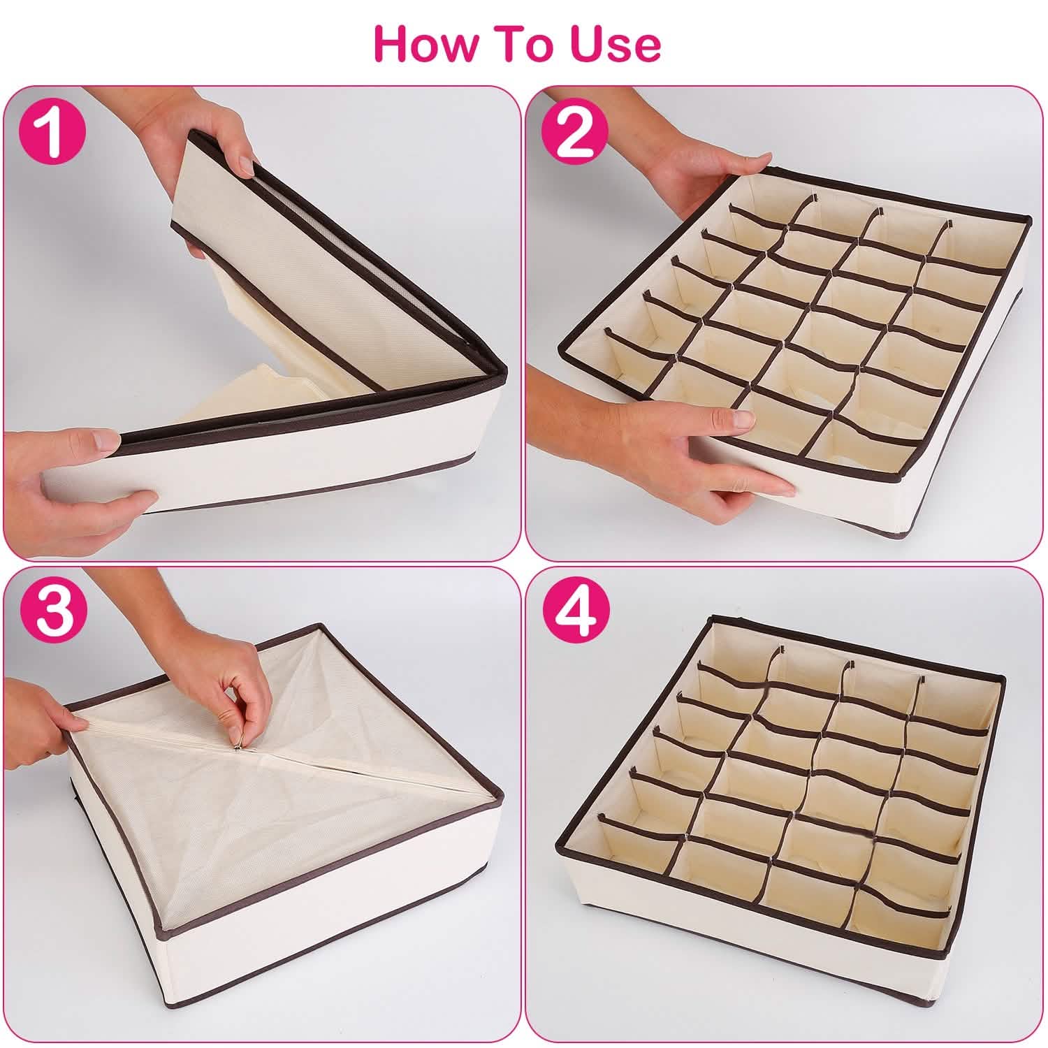 Lot de 6 : Organisateur de tiroir pliable pour sous-vêtements