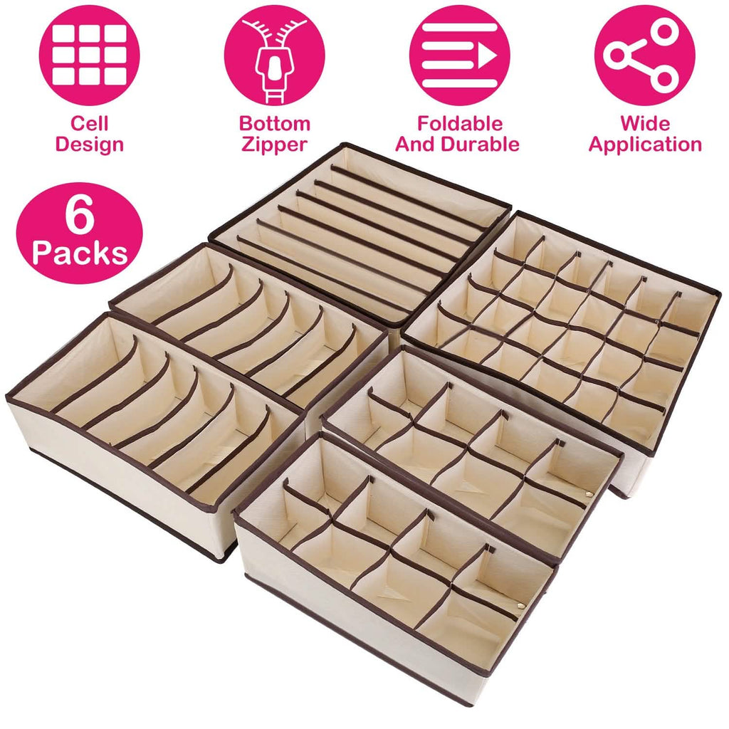 Lot de 6 : Organisateur de tiroir pliable pour sous-vêtements