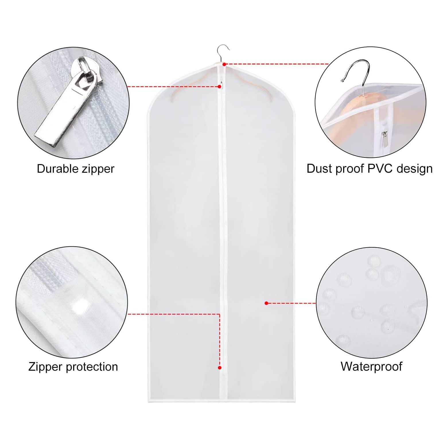 6 pièces : Housse de vêtement transparente Zilink