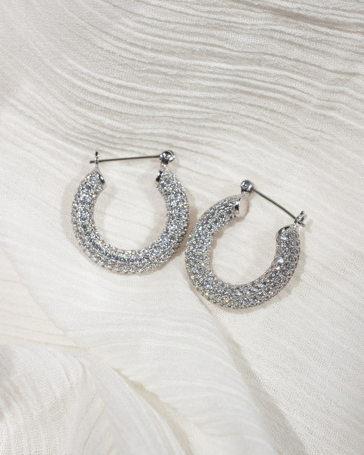 Pave Baby Amalfi Hoops- Silver (Ships Late September)