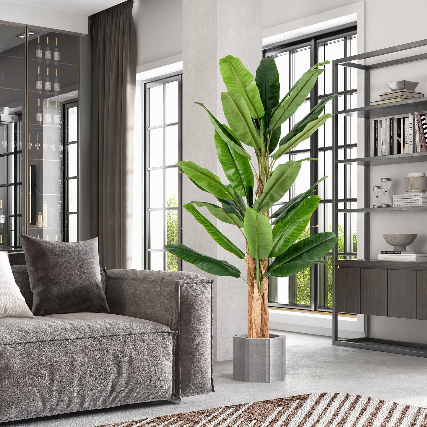 5.5/6.5 Feet Tall Artificial Banana Tree with 10/27 Large Leaves