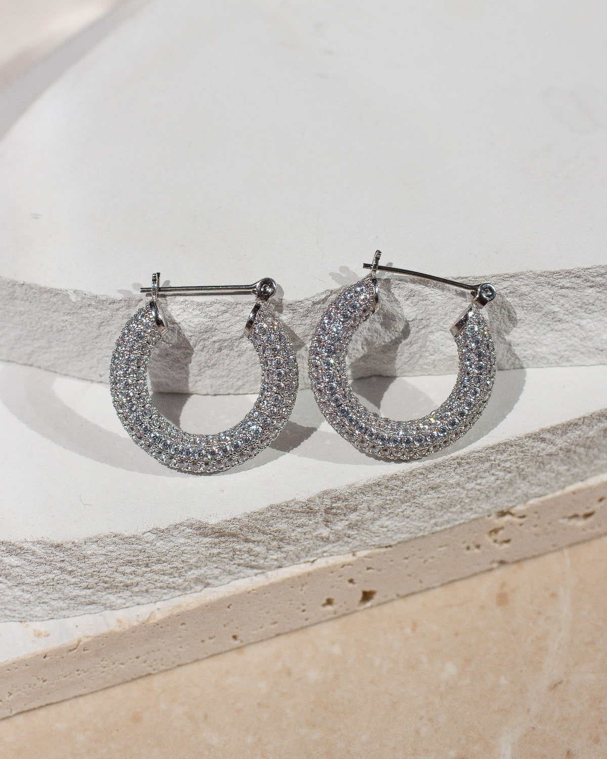 Pave Baby Amalfi Hoops- Silver (Ships Late September)