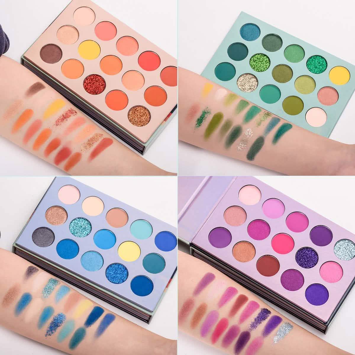 Palette de fards à paupières 60 couleurs, ensemble de maquillage 4-en-1 avec tableau de couleurs