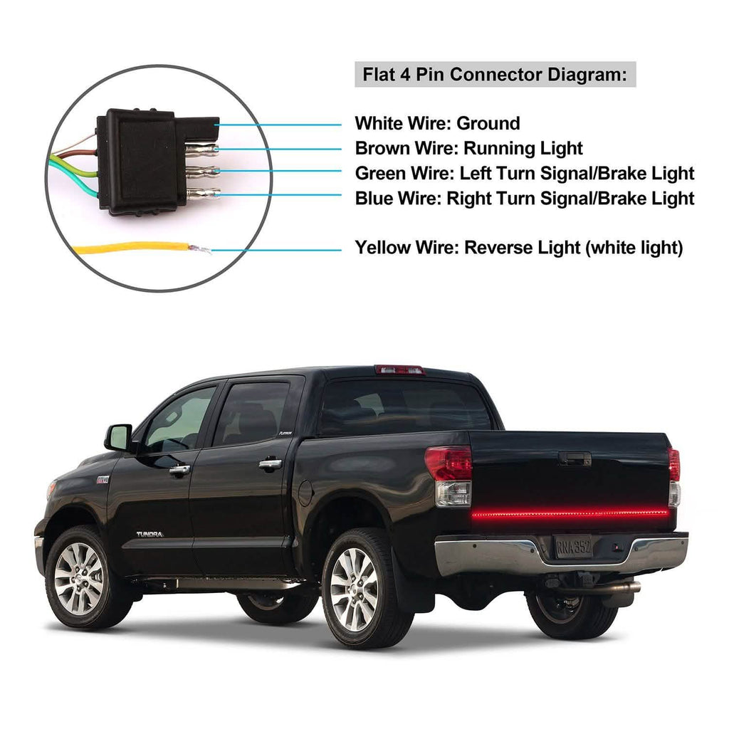 60" Truck Tailgate Brake/Reverse/Turn Signal LED Light Stip