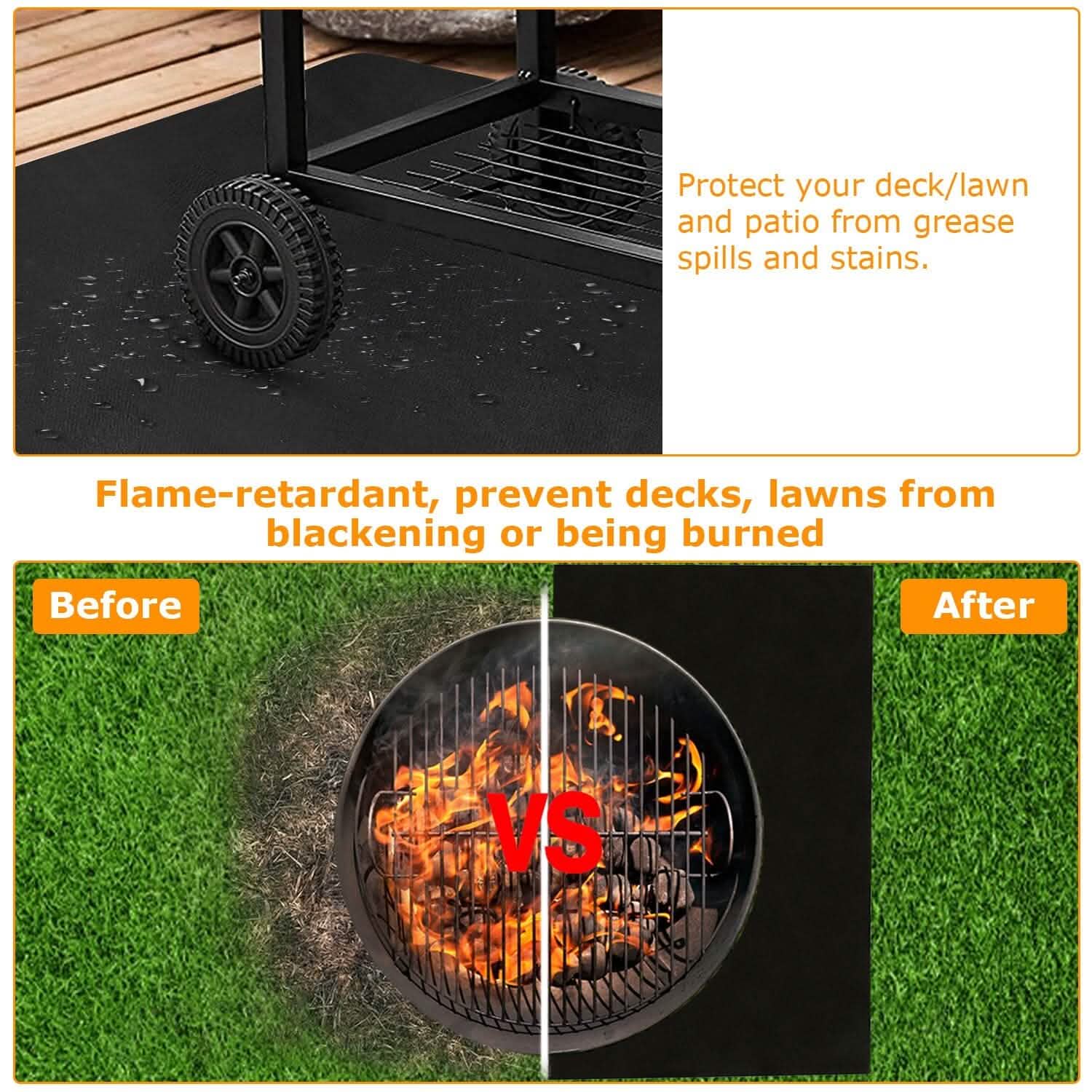 60 x 39" Under Grill Mat Folding Oil Absorbent Reusable Water Resistant
