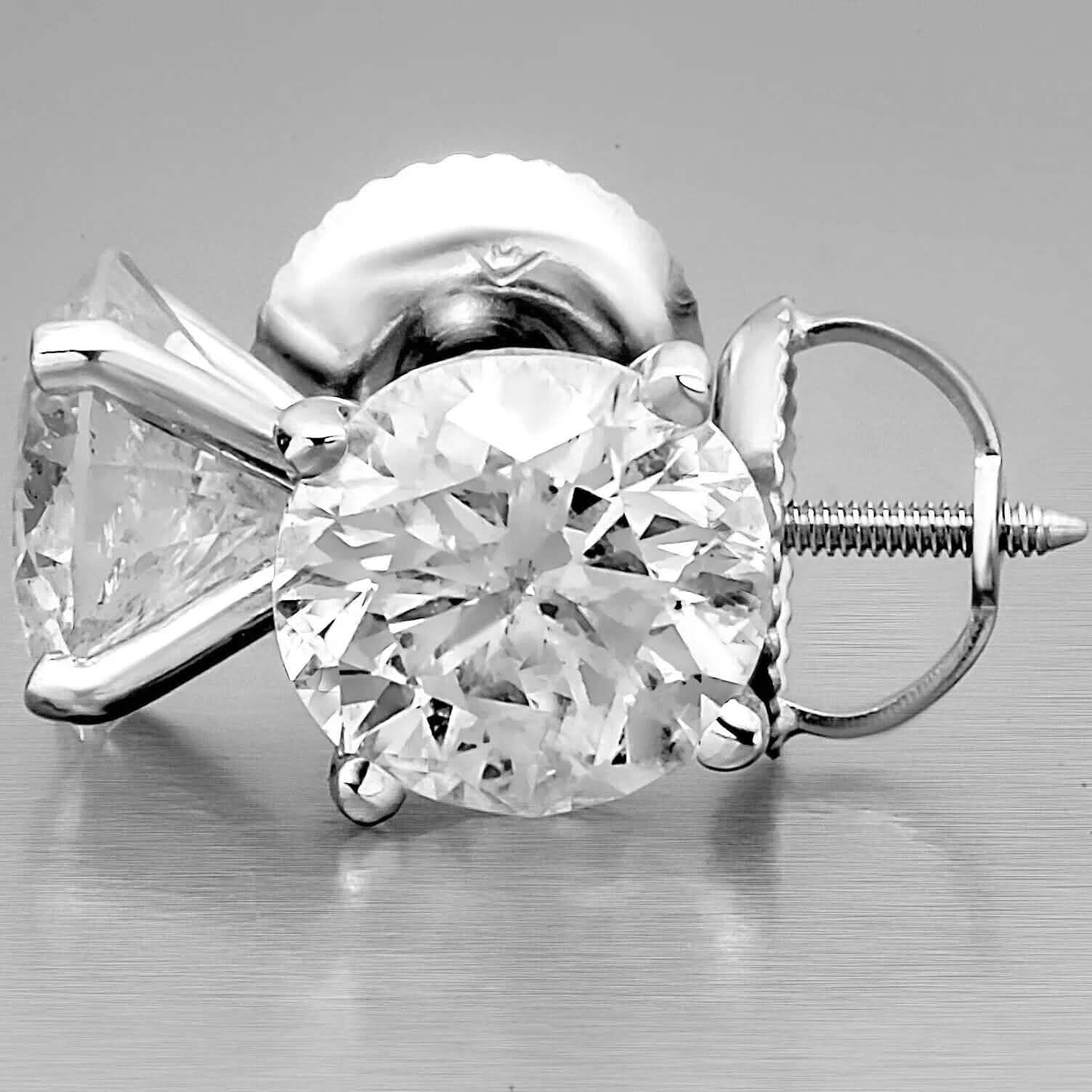 6.00 Ct Certified F VS2 Round Lab Grown Diamond 18K Stud Earrings