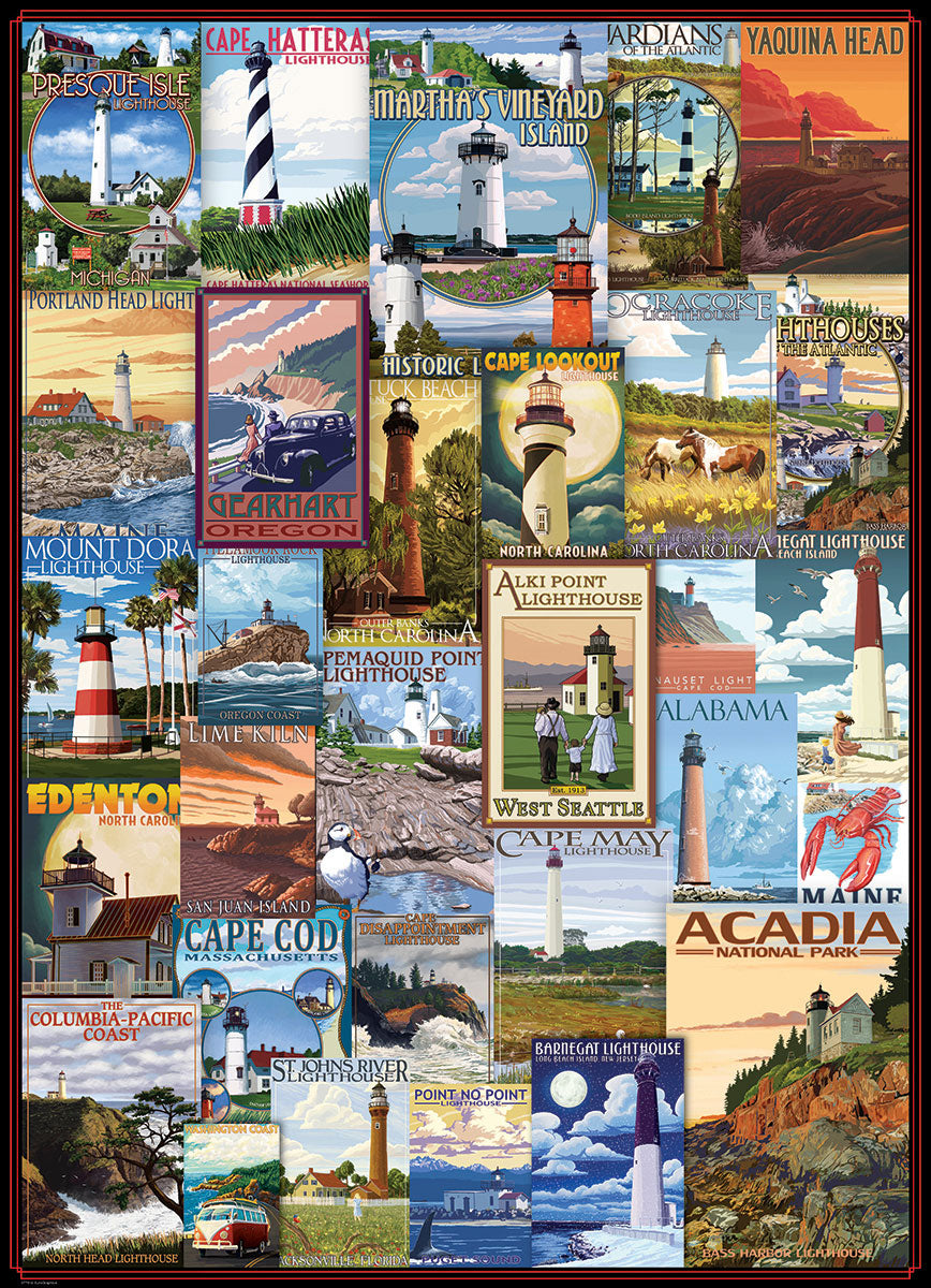 Puzzle: Vintage Art Collages - Lighthouses Vintage Posters