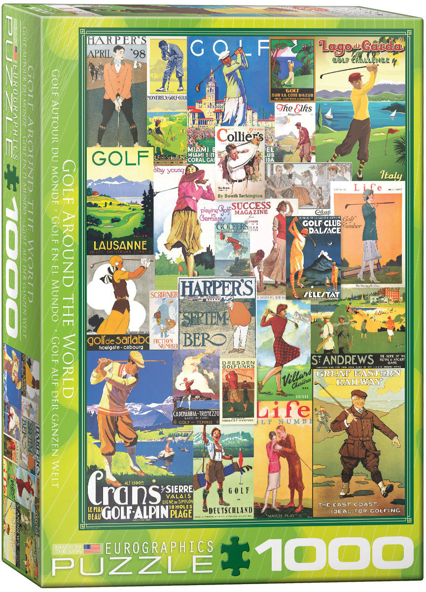 Puzzle: Vintage Art Collages - Golf Around the World