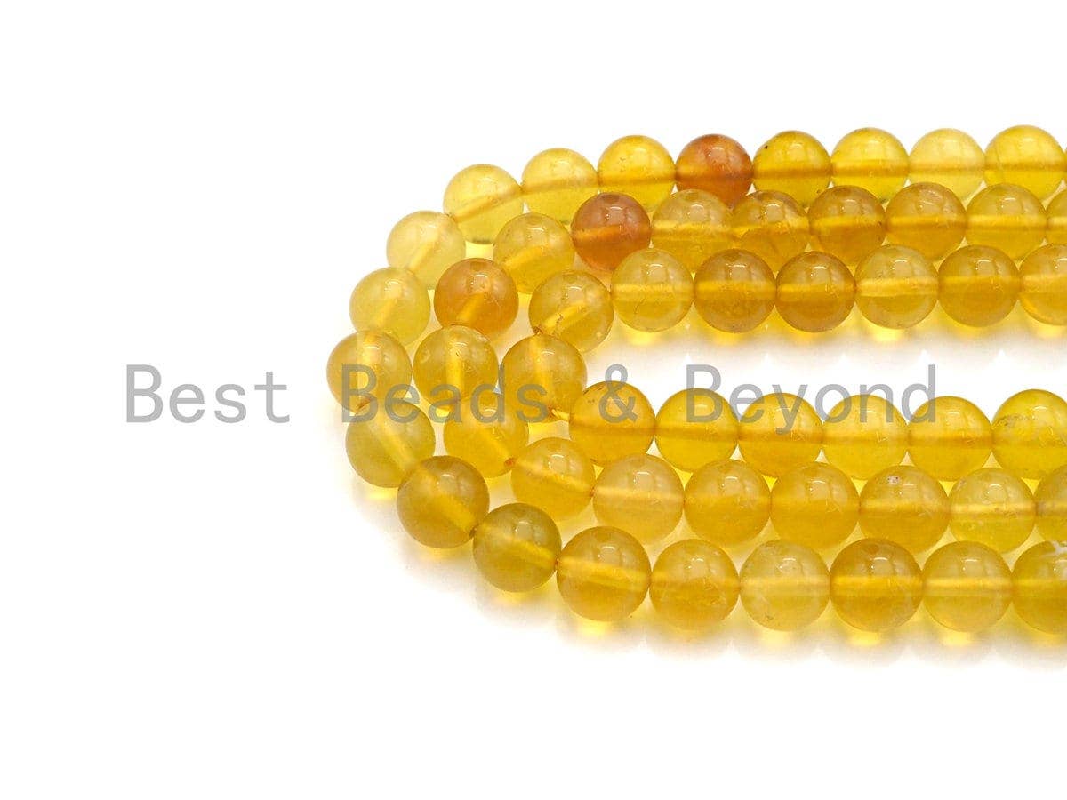 High Quality Natural Yellow Opal Beads, 6mm/8mm/10mm Round Smooth Yellow Gemstone Beads, 15.5" Full Strand, Sku#U807