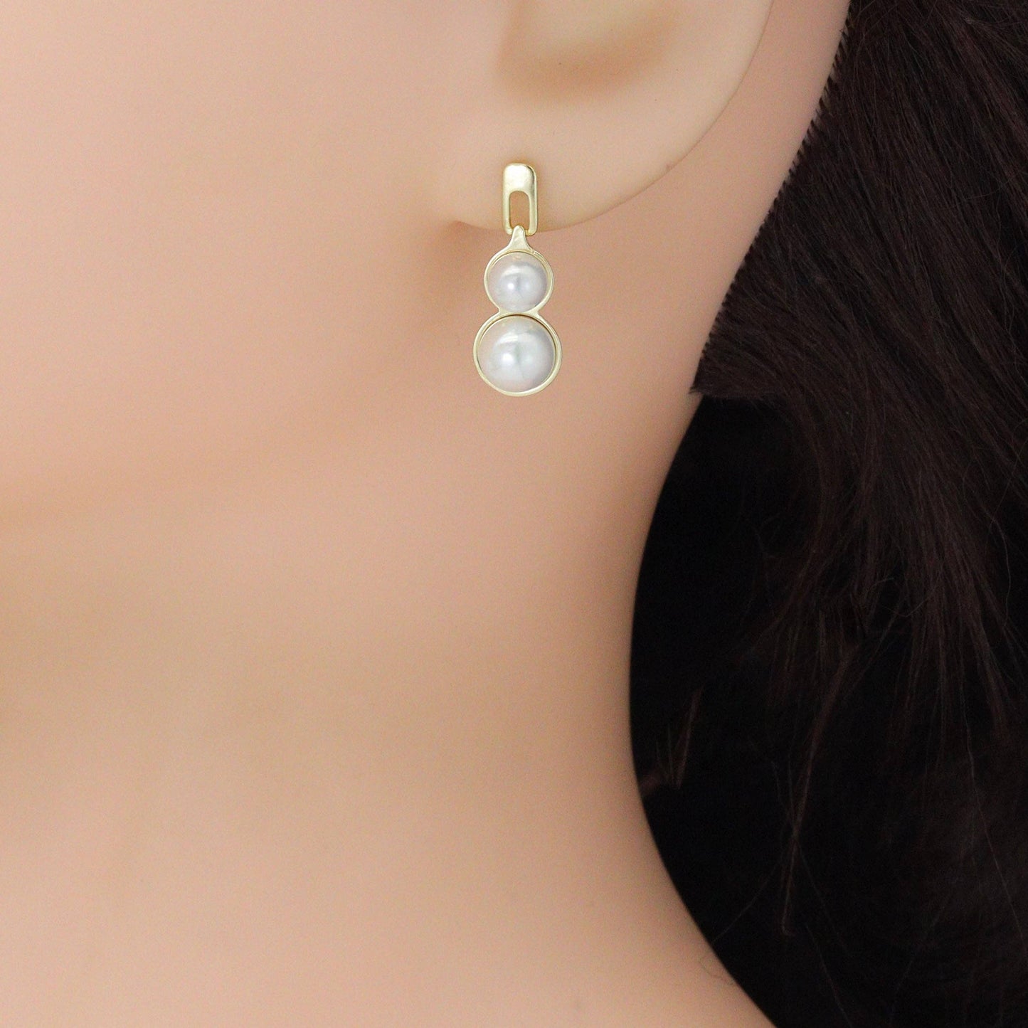 Double Pearl Stud Earrings, Sku#ZX231