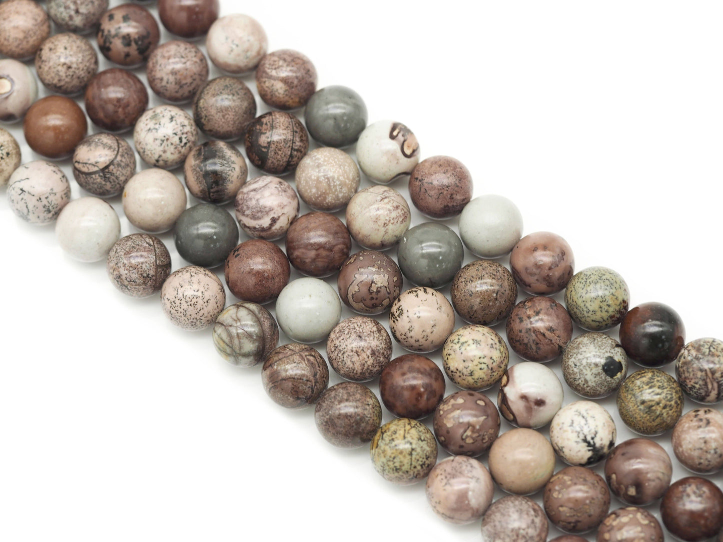 Natural Red Grass Flower Jasper Round Smooth Beads, Sku#U1331c