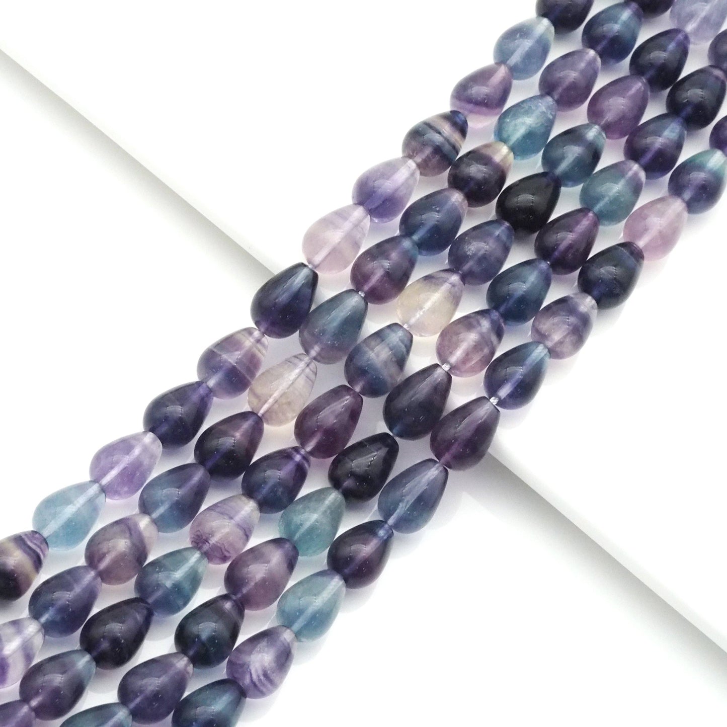 Genuine Fluorite Smooth Teardrop Beads, 10x13mm, Sku#U1569