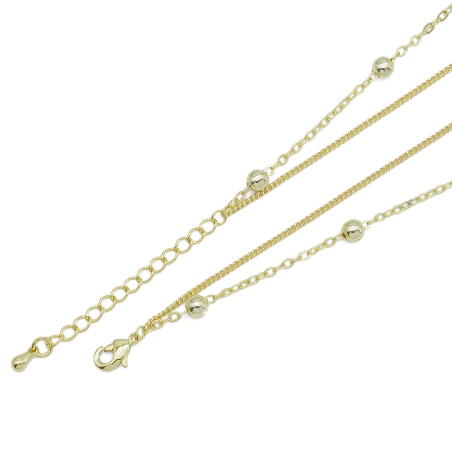 Gold Silver Satellite Chain Round Circle Pendant Layering Necklace, Sku#EF469