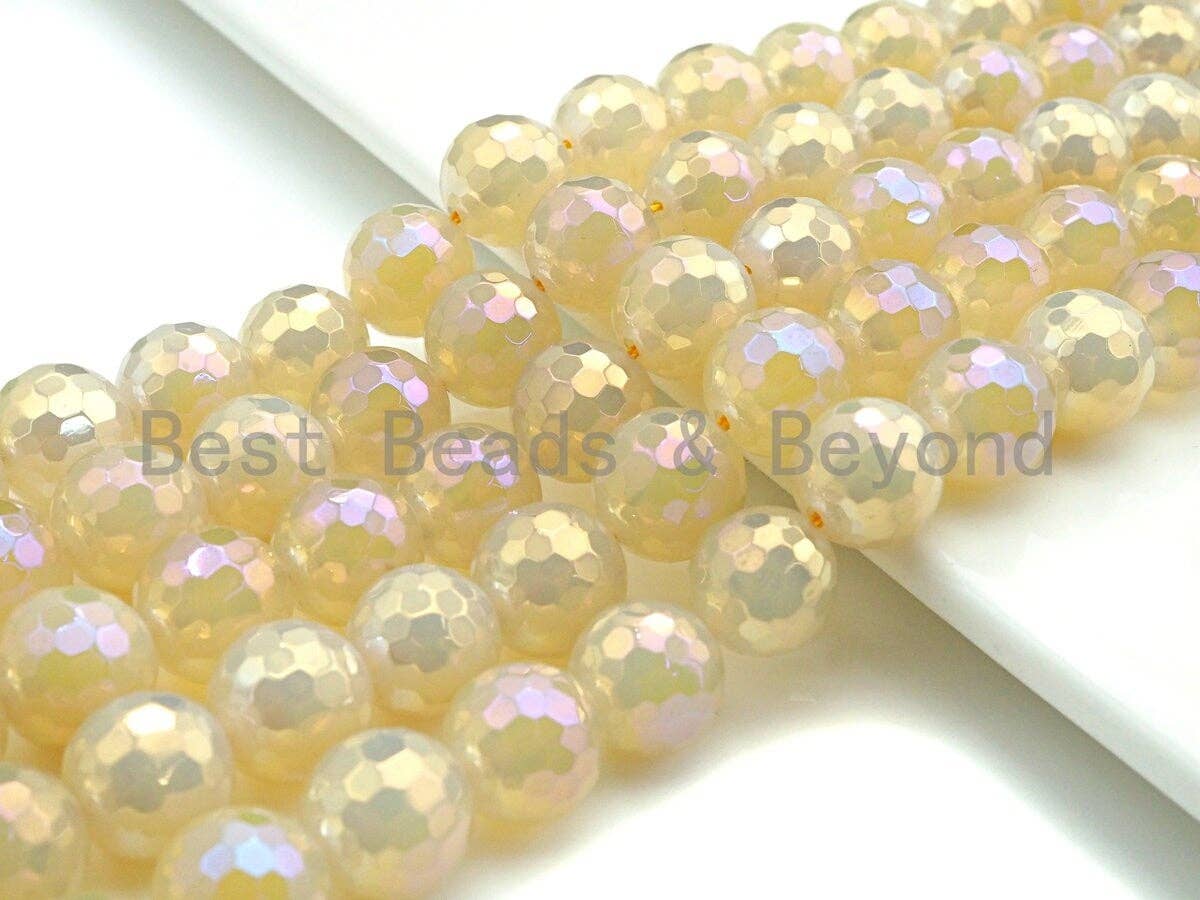 NEW Mystic Plated Natural Golden AB color Agate beads, 6mm/8mm/10mm/12mm Agate, 15.5" Full Strand, Sku#U755C