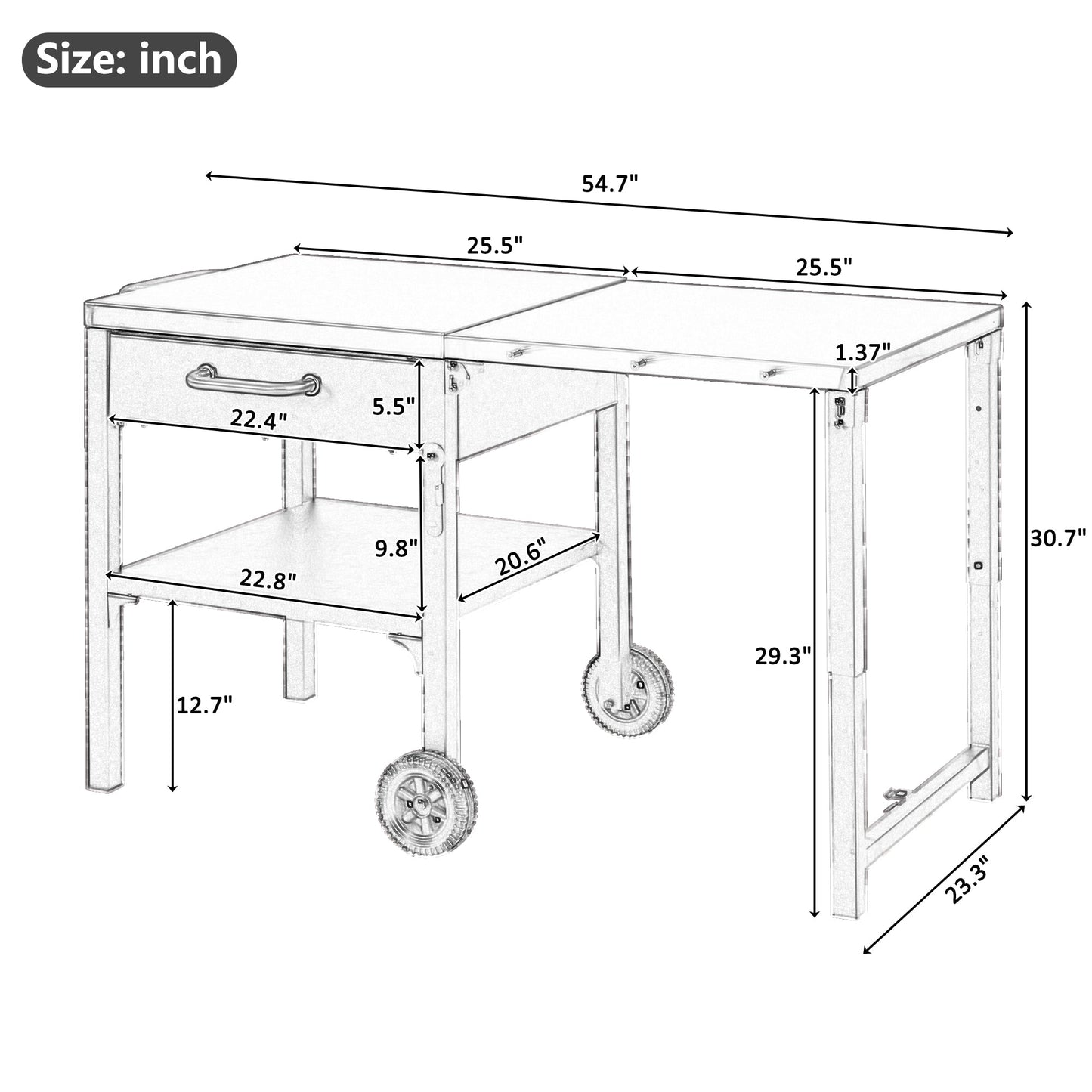 Outdoor Kitchen Cart - Foldable BBQ Prep Station
