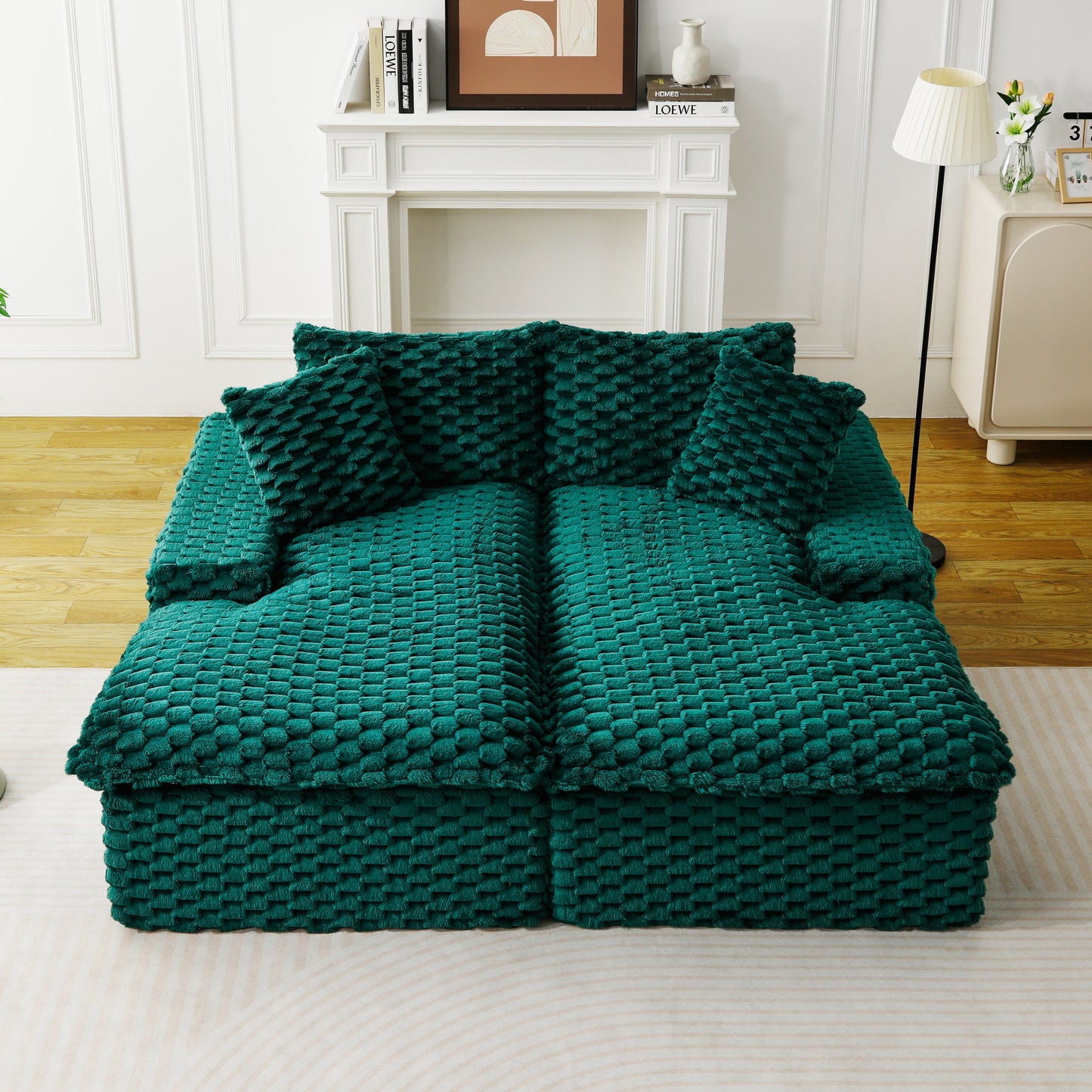 Green Turtle Velvet Double Chaise Lounge