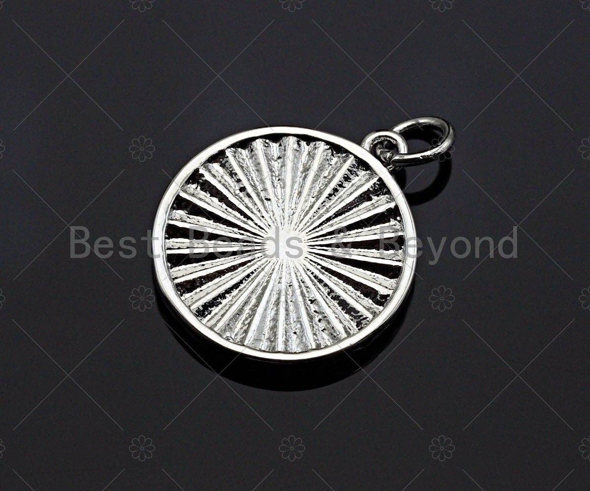CZ Micro Pave Clover On Round Pendant/Charm,Cubic Zirconia Paved Charm, Dainty Medallion Charm, Necklace Bracelet Charm,16x18mm, sku#L337