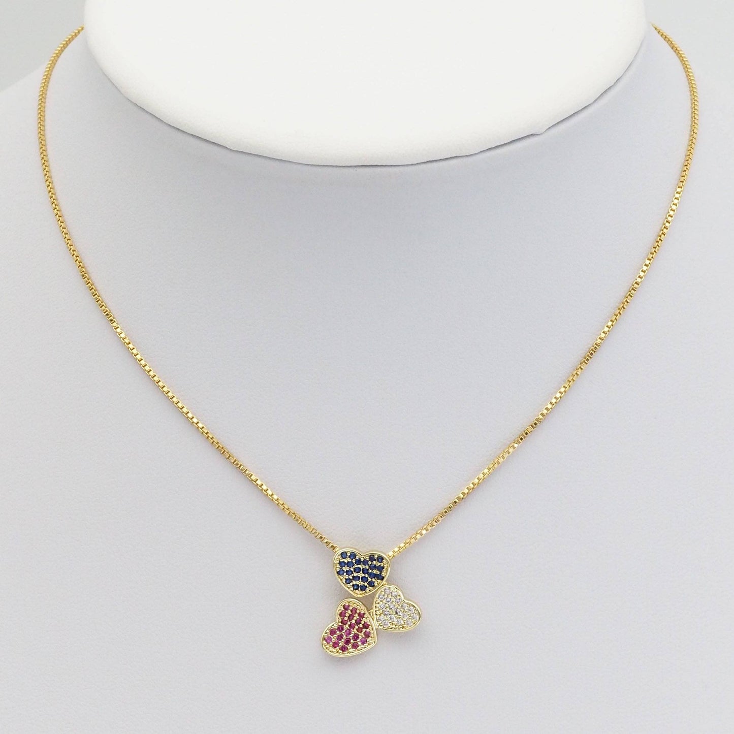 Triple Color CZ Heart Charm, Sku#LK865