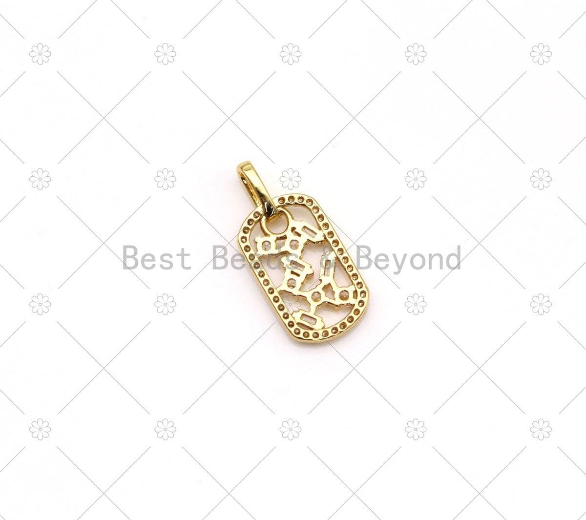Baguette CZ Micro Pave Oval Shape Pendant, 18K Gold Filled CZ Charm, Necklace Bracelet Charm Pendant,Sku#LK503