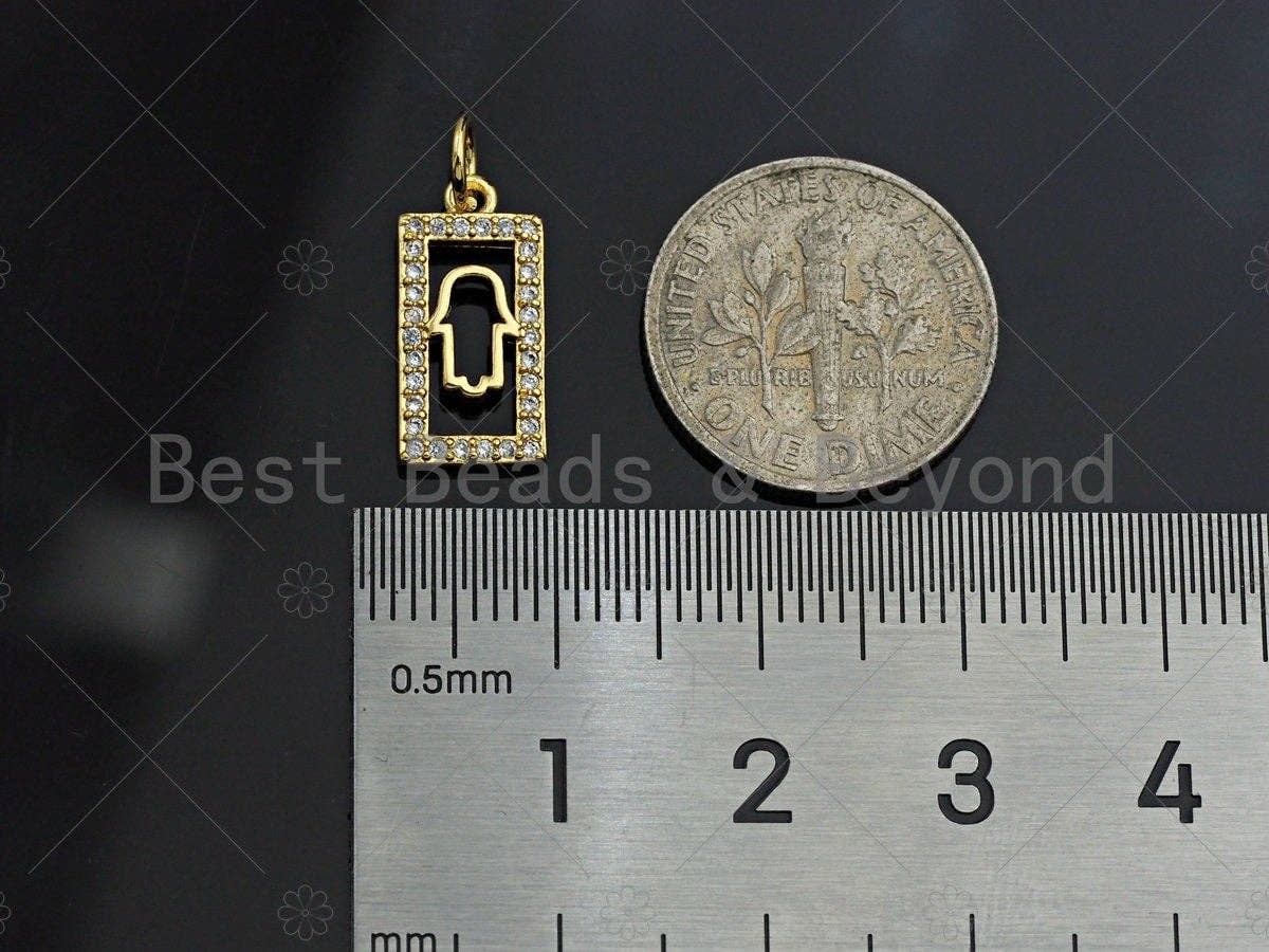 Shiny Gold Rectangle Dog Tag Charms, Dainty Charms, Star/Moon/Cross/Hamsa/Heart/Lock Pendant, Gold rectangle Charm,  7x15mm, Sku#LK115