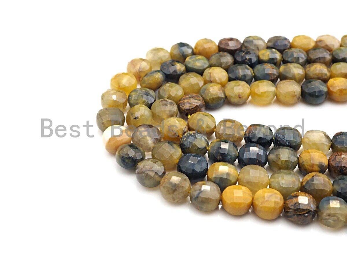 High Quality Natural Pitersite Checkerboad Cut Coin Shape beads, 6mm/10mm Turtle Shell Cut Pitersite Beads, 16" Full strand, sku#UA53