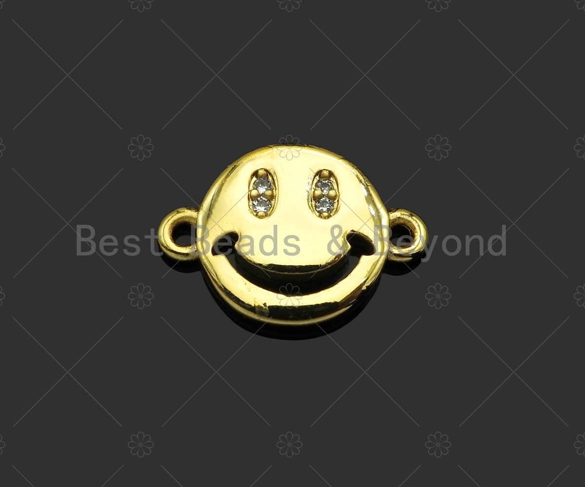 Gold Filled CZ Micro Pave Cute Smiley Face Shape Connector,1