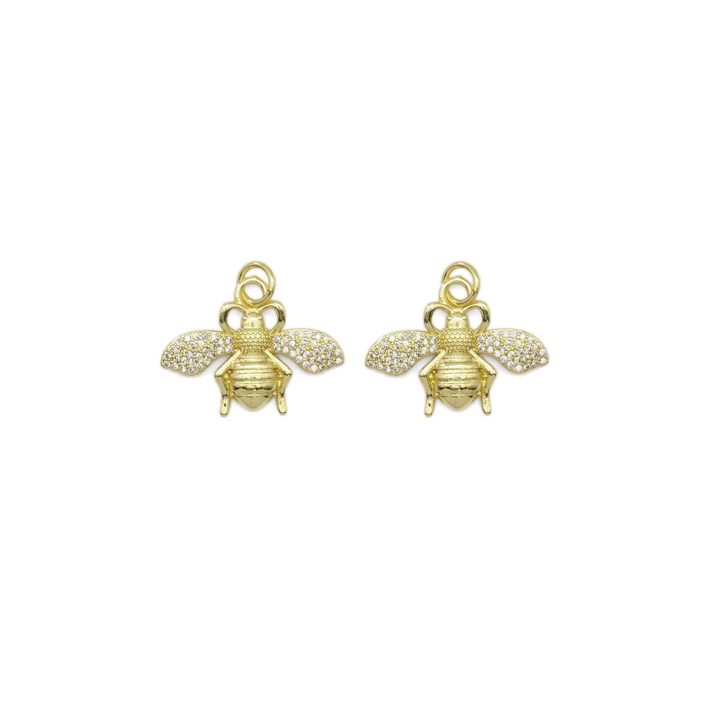 Clear CZ Gold French Bee Charm, Sku#LX316