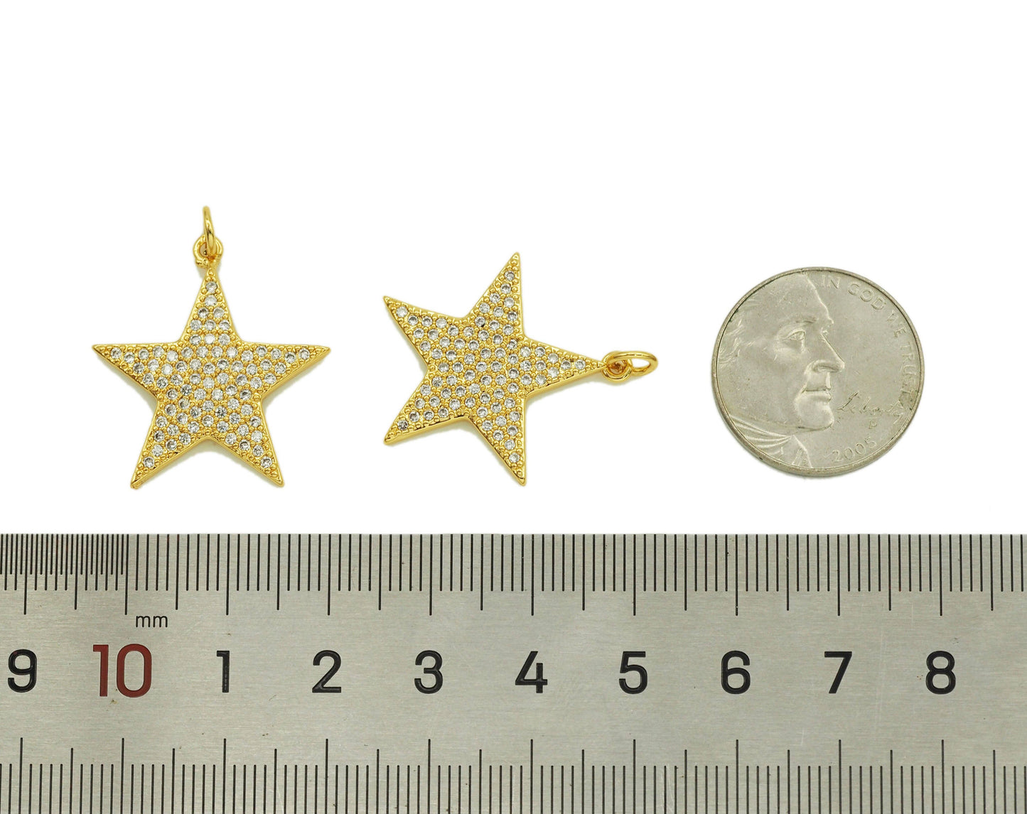 CZ Five Point Star Charm, Sku#JL90