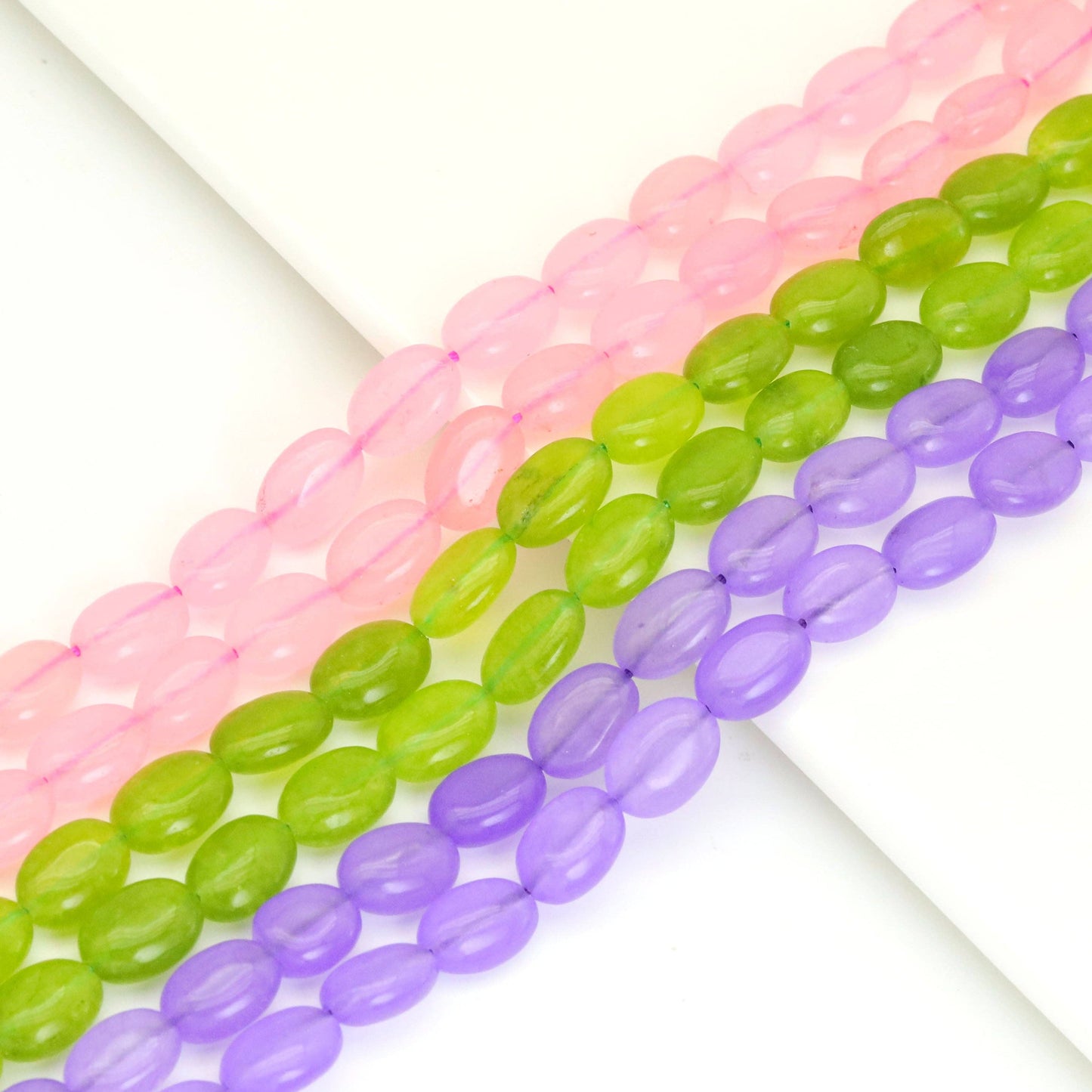 Flat Oval Jade Smooth Beads, Sku#U1948