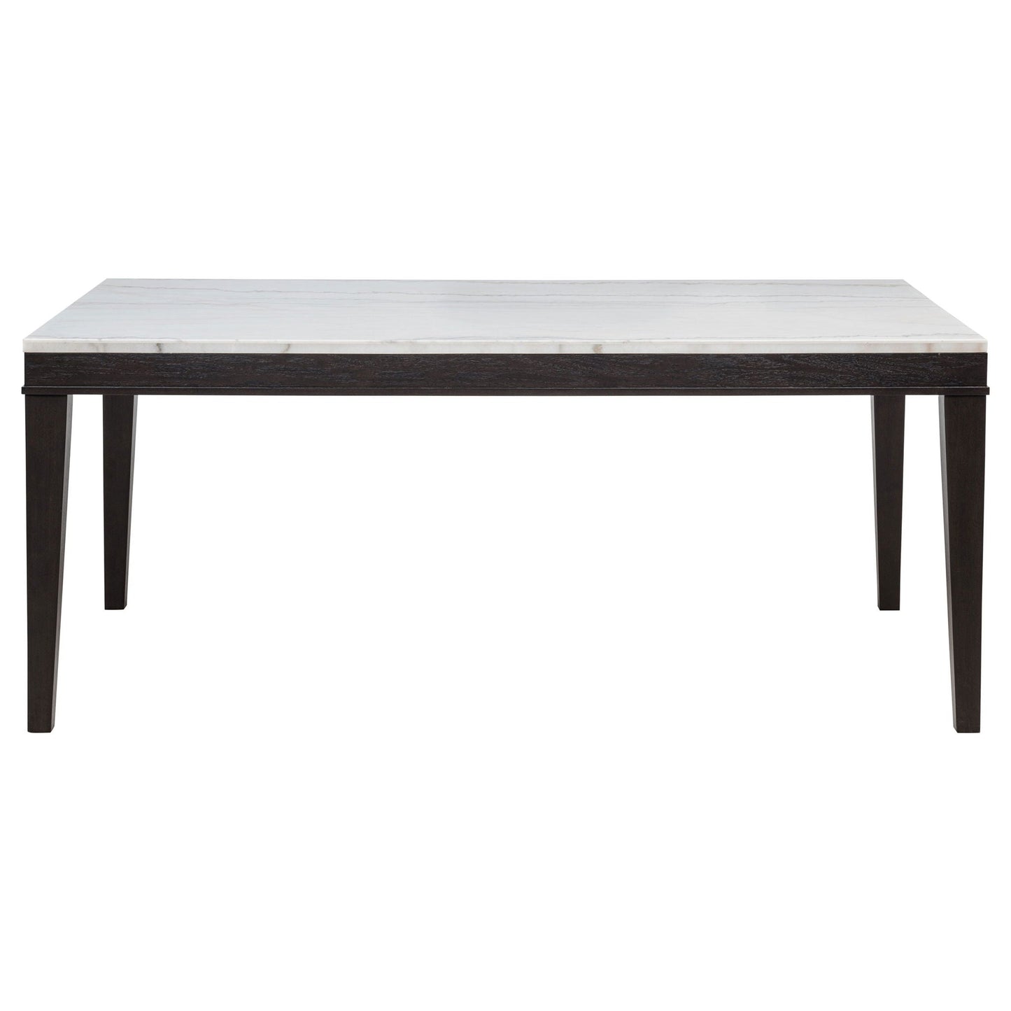 Averill 7-piece White Marble Top Dining Set Dark Grey and Coffee Bean