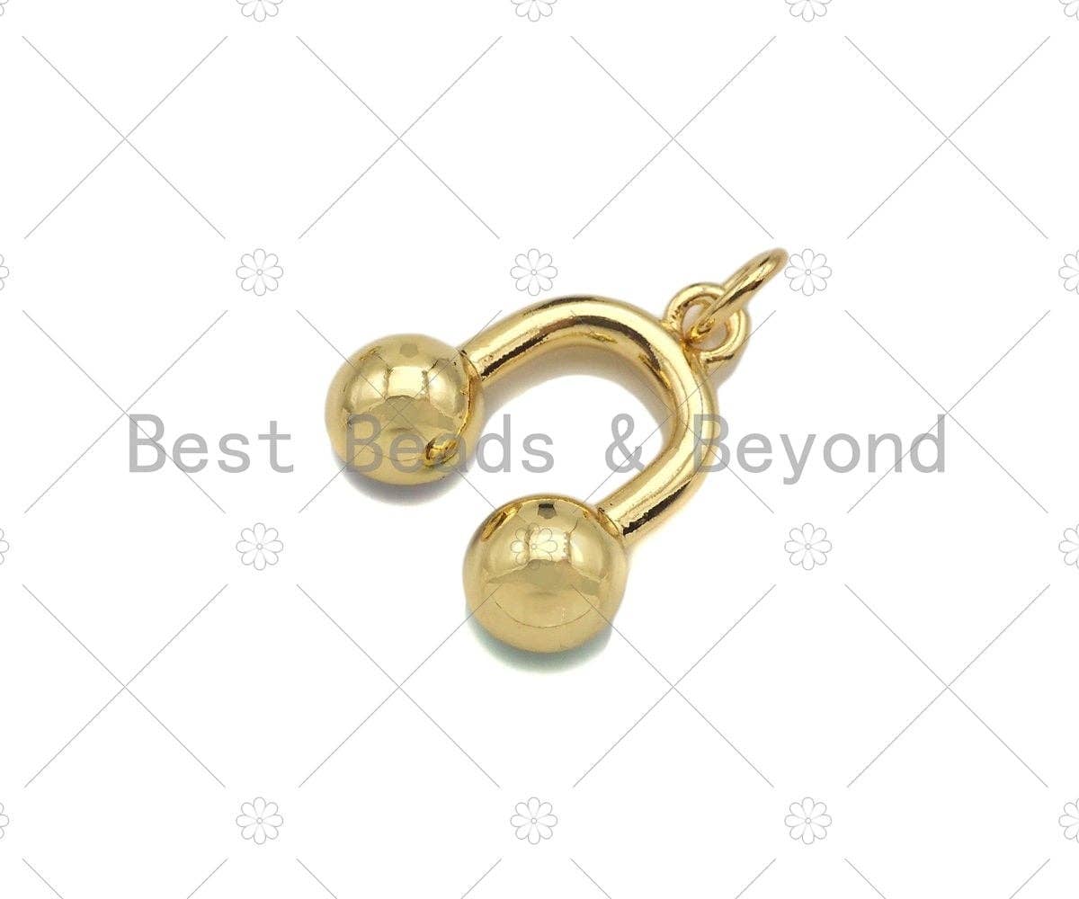 18k Dainty Gold U Shape With Enamel Evil Eye Pendant/Charm, Colorful Enamel Evil Eye Charm, Necklace Bracelet Charm,14x15mm, Sku#LK247