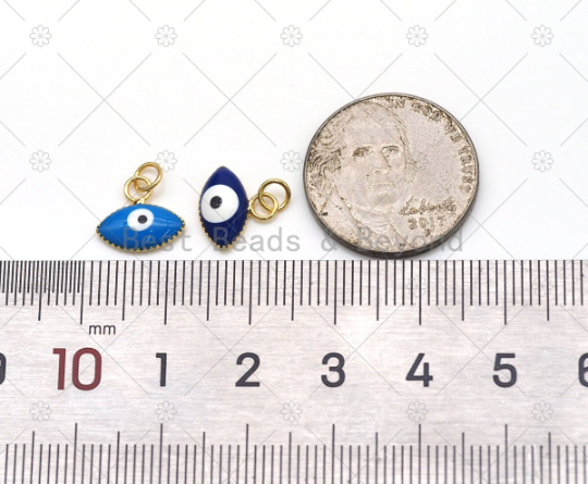 Colorful Enamel Evil Eye Shape Pendant,18K Gold Filled Charm, Necklace Bracelet Charm Pendant, Sku#JL65